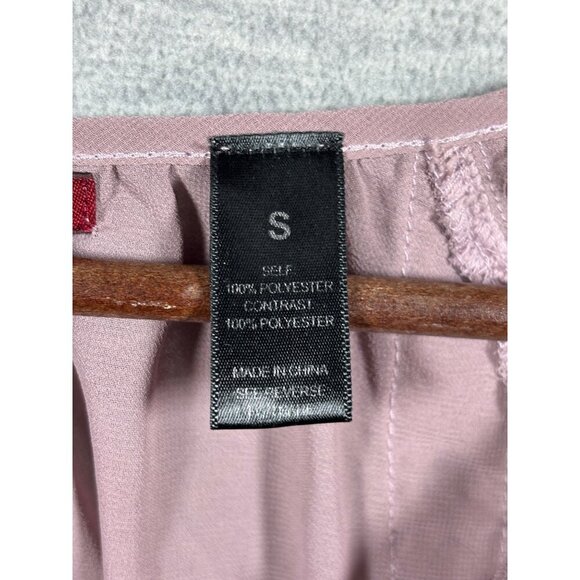 BKE Red Long Sleeve Blouse Lace Trim Details Mauve Color Size S - Picture 5 of 6